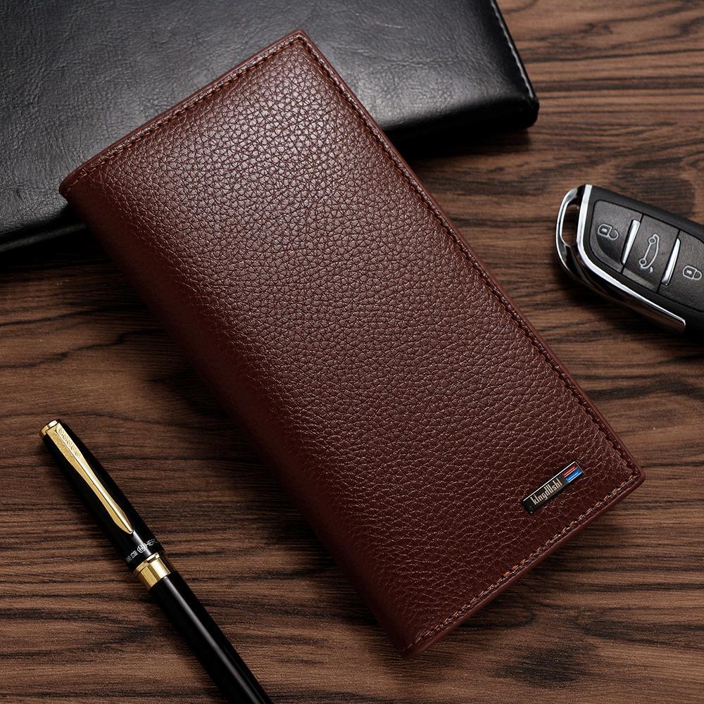 New men's long wallet Korean version of simple litchi fashion wallet multi-card wallet
